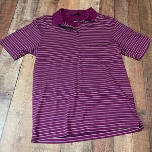 Nike Tiger Woods Collection | Men's Dry Fit Magenta White Striped Golf Polo Sz M